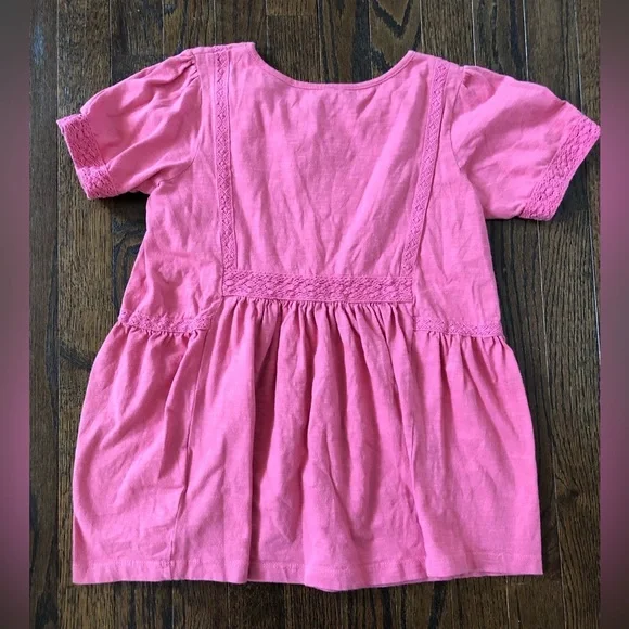 Garnet Hill Kids Girls XL Dusty Pink Pintucked Knit 100% Cotton Short-Sleeve Top - Picture 9 of 9